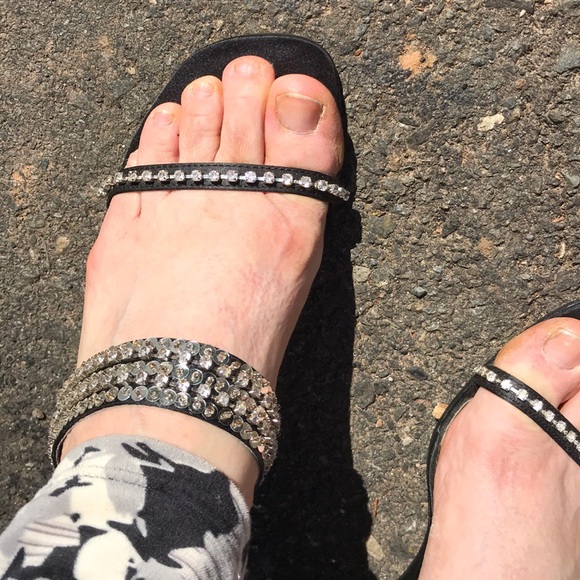 Metro 7 Glitz Fabric Wedges Rhinestone Straps 8.5 - Picture 3 of 16